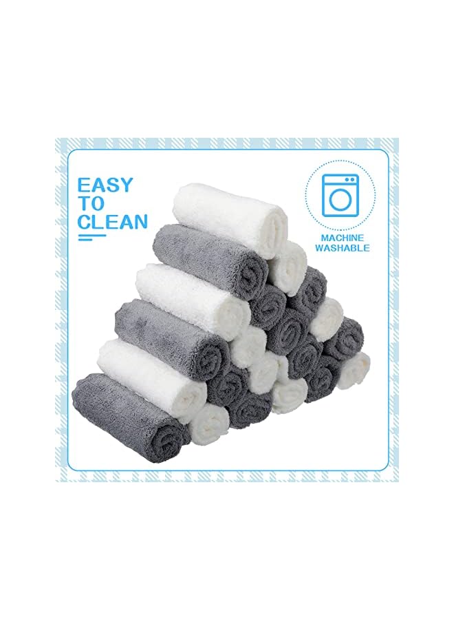 The Bros 50 قطعة من مناشف اليد 12 × 12 بوصة تجفيف سريع ميكروفايبر قماش كورال فليس عالي الامتصاص مناشف قماشية ناعمة مناشف وجه امتصاص عالية قماش كورال فليس للفنادق الحمام سبا للأطفال رمادي أبيض - Image 5