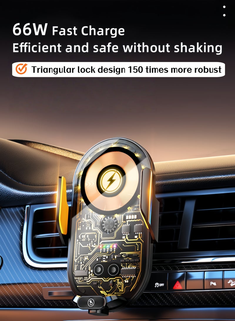 LAYRA 15W Wireless & 66W Magnetic Fast Charging Car Phone Holder with Infrared Sensor for iPhone Samsung Xiaomi - Image 1