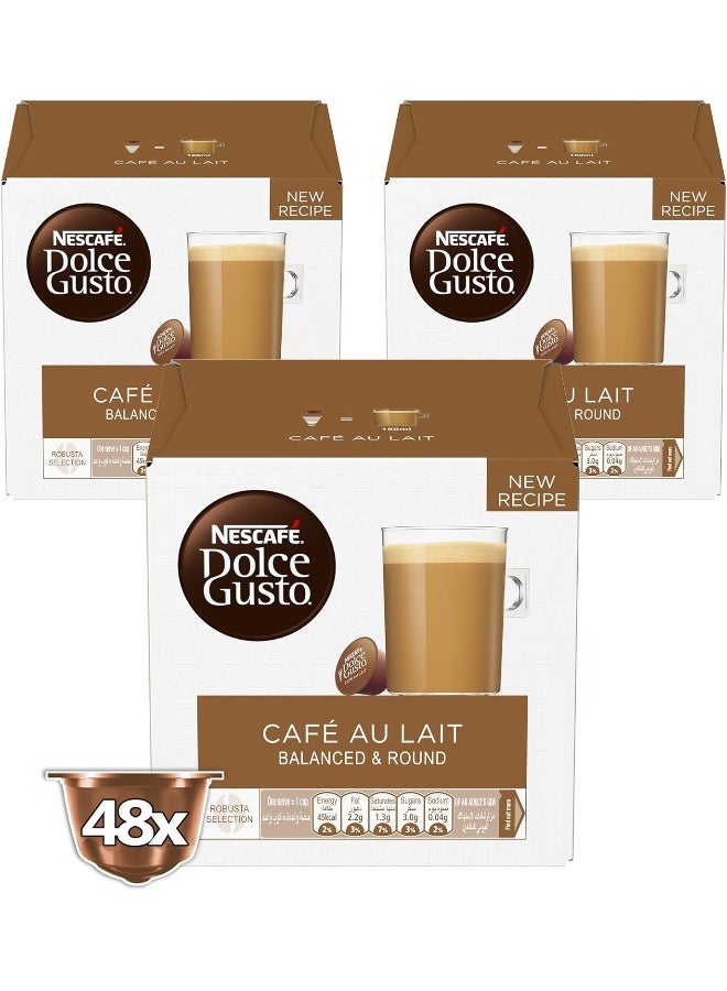 Nescafe Dolce Gusto Cafe Au Lait 16 Coffee Capsules 480grams Pack of 3 - Image 1