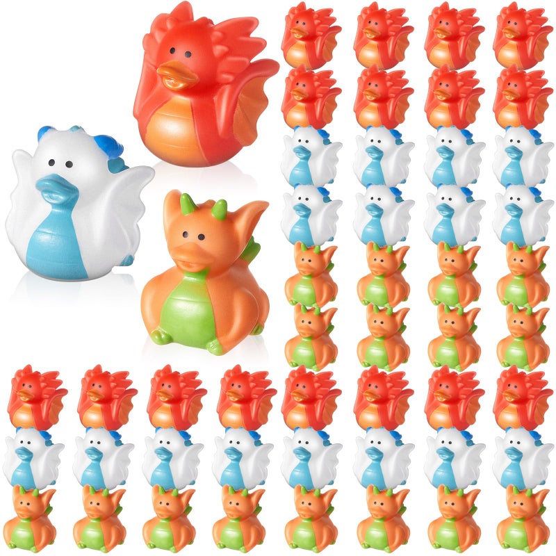 Deekin 50 Pcs Assorted Rubber Ducks in Bulk 2 Inch Rubber Duckies for Party Supplies Mini Bath Toys for Baby Shower Pool Party Dragon - Image 3