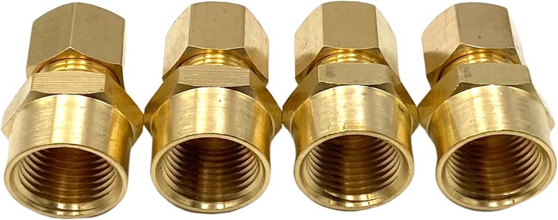 Bumugufu 4 Pcs Brass Compression Union Connector, 3/8 Inch Female to 3/8 Inch Tube OD Straight Coupling Adapter for Oil, Gas, and Non-potable Water - Image 1