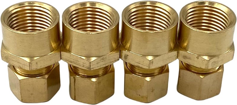 Bumugufu 4 Pcs Brass Compression Union Connector, 3/8 Inch Female to 3/8 Inch Tube OD Straight Coupling Adapter for Oil, Gas, and Non-potable Water - Image 4