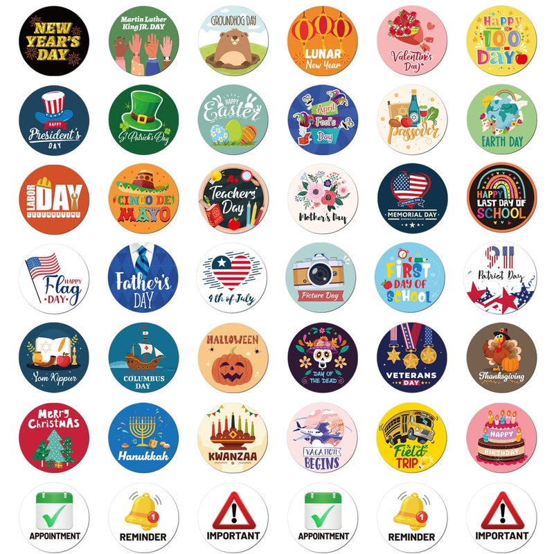 Wxiben Holiday Magnets for Magnetic Calendar - 42Pcs Halloween Day of the Dead Veterans Day Thanksgiving Christmas Refrigerator Calendar Magnet Seasonal Magnetic for Classroom Home Festival Whiteboard - Image 1