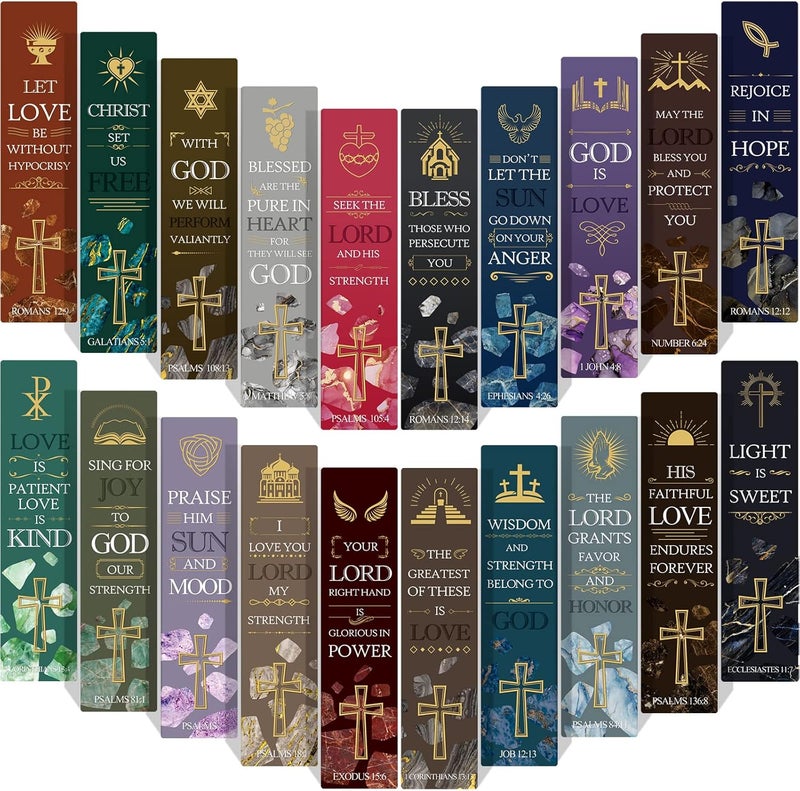 klarako 60 Pieces Bible Verses Bookmarks with Crucifix Christian Scripture Book Marker Religious Prayer Biblical Inspirational Quote Bookmarks for Men Women Kids Reading Reward Church Supplies - Image 1