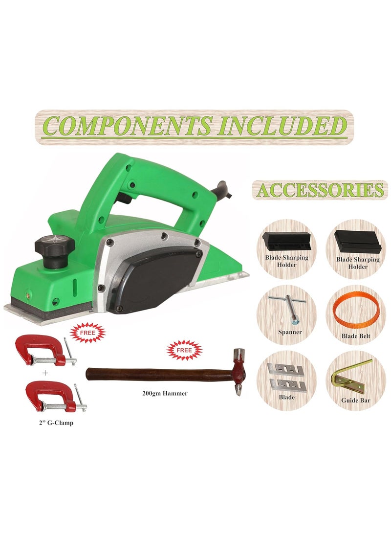 Digital Craft Digital Craft Wood Planer 1400W Machine of Carpentry HighPower MultiFunction Electric Planer Professional Woodworking Machine 82mm Electric Planer Machine2 G ClampHammer 200 gm  - Image 2