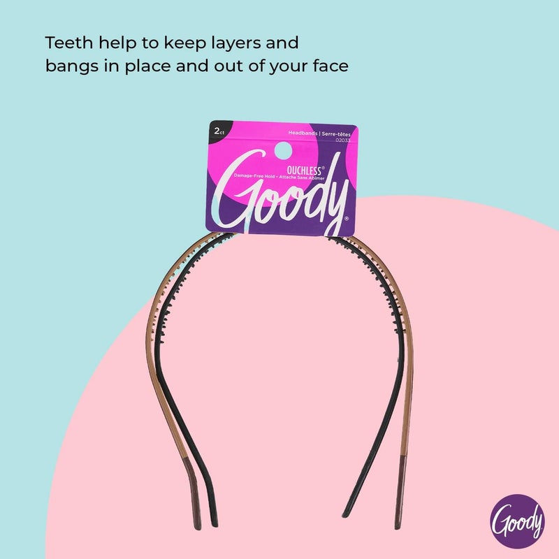 Goody Ouchless Flex Thin Pressure-Free Headband - 2-Pack in Assorted Colors for Comfortable All-Day Wear - Image 3