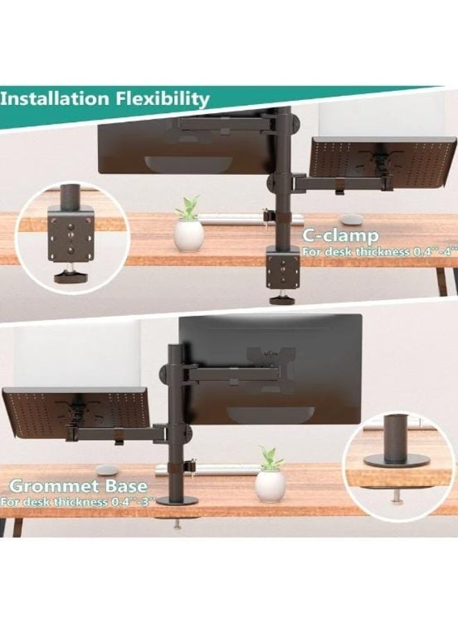 Desktop monitor stand with laptop tray – Adjustable stand for monitors up to 27 inches and laptops up to 17 inches with a 10 kg load capacity - Image 4