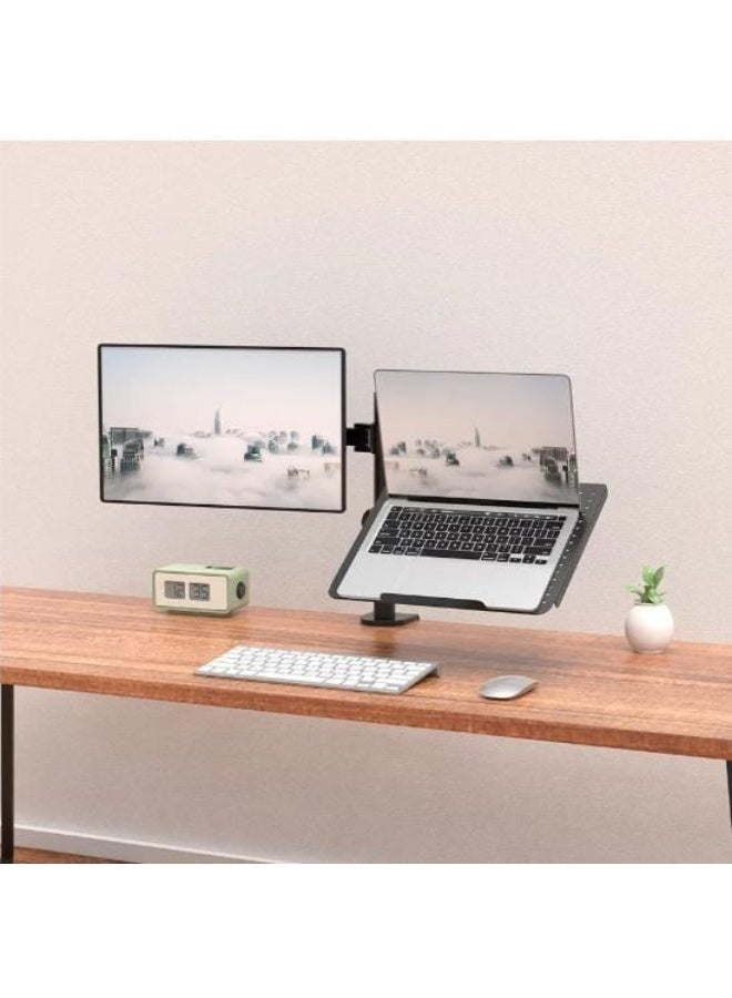 Desktop monitor stand with laptop tray – Adjustable stand for monitors up to 27 inches and laptops up to 17 inches with a 10 kg load capacity - Image 2