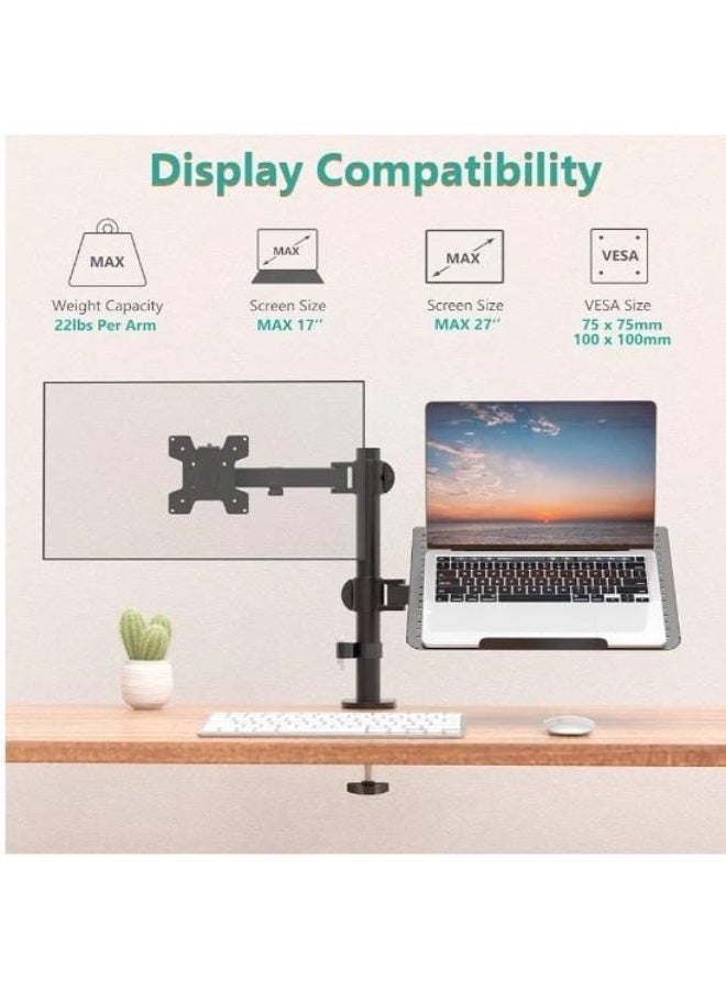 Desktop monitor stand with laptop tray – Adjustable stand for monitors up to 27 inches and laptops up to 17 inches with a 10 kg load capacity - Image 3