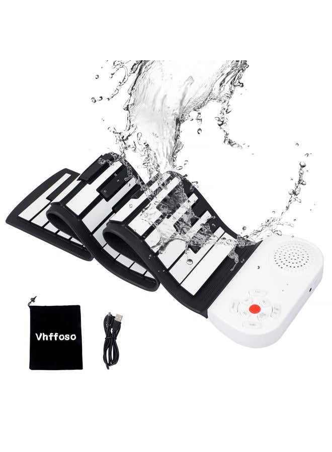 Vhffoso 49 Keys Roll Up Piano With Carrying Bag, 8 Different Tones, Built-In Rechargeable Lithium Battery, Built-In 2W Speakers, Portable Piano, Travel Piano - Image 1