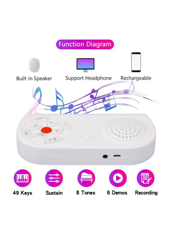 Vhffoso 49 Keys Roll Up Piano With Carrying Bag, 8 Different Tones, Built-In Rechargeable Lithium Battery, Built-In 2W Speakers, Portable Piano, Travel Piano - Image 3