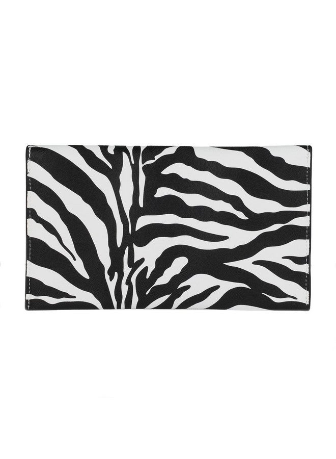 JNB Synthetic Leather Zebra Print Envelope Clutch White - Image 2