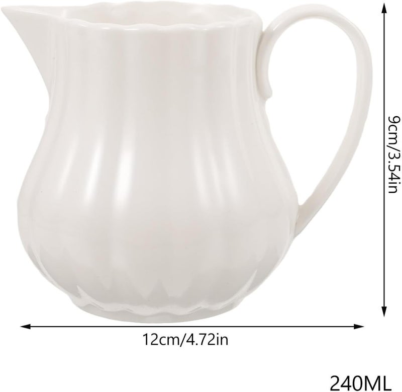 Ceramic Milk Pitcher 240ml Small Creamer Pourer White Porcelain Coffee Syrup Dispenser Suitable for Home and Office - Image 2