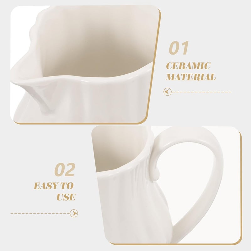 Ceramic Milk Pitcher 240ml Small Creamer Pourer White Porcelain Coffee Syrup Dispenser Suitable for Home and Office - Image 4