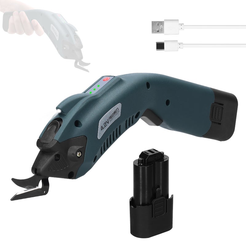 Electric Cloth Cutter: Blue 1 Pcs 2500mAh Battery, Reinforced Drop-Resistant Housing - High Speed Motor With Heat Dissipation, Ergonomic Handle for Fabric Cutting Professionals - Image 1