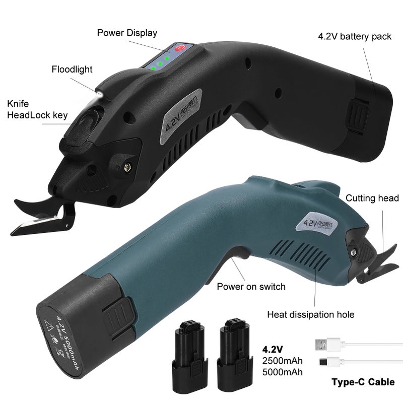 Electric Cloth Cutter: Blue 1 Pcs 2500mAh Battery, Reinforced Drop-Resistant Housing - High Speed Motor With Heat Dissipation, Ergonomic Handle for Fabric Cutting Professionals - Image 4