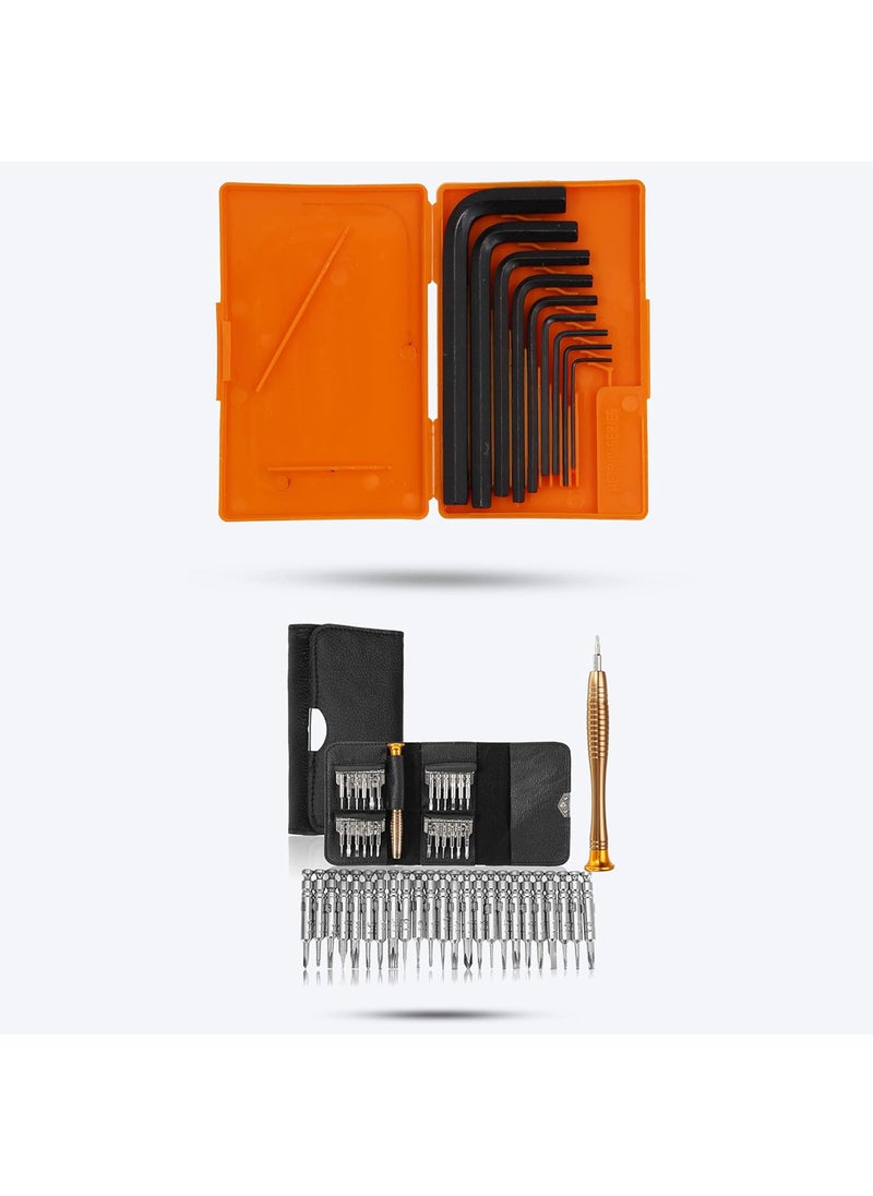 Hillgrove Hillgrove HGCM5M1 9 Pieces Full Hex Allen Key Kit with 25in1 Screwdriver Bolt Spanner Goti Wrench L Shape Repair Tool Set for BikeBicycleCycleGuitar Allen Key Set  - Image 1