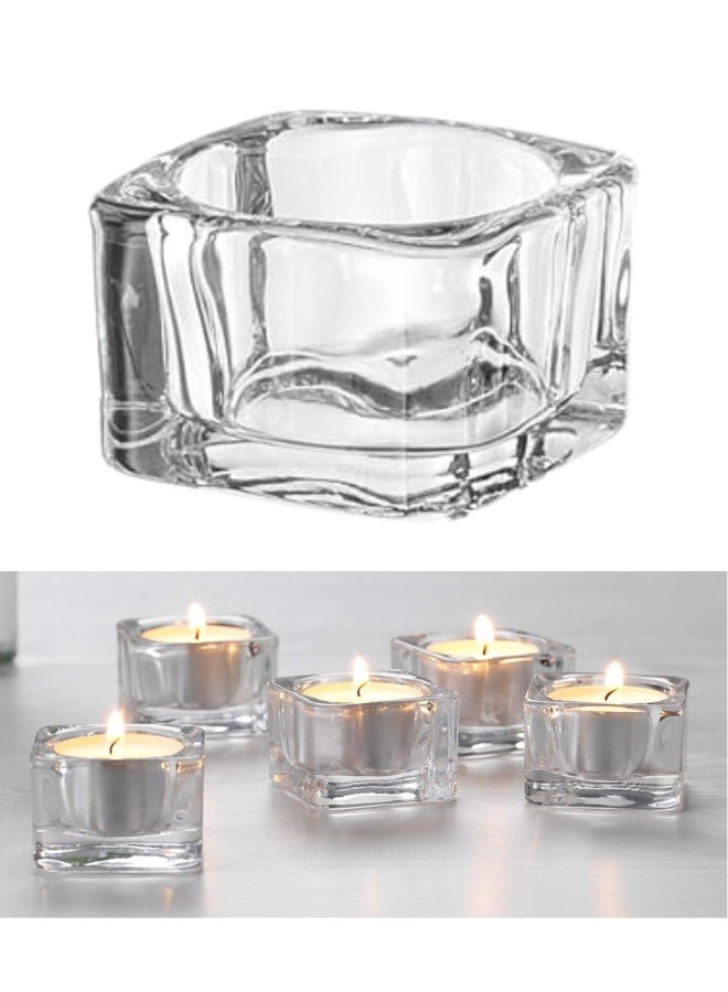 Ikea Tealight Candle Holder, 5 x 3.5cm, Glass, Clear Glass Candle Holders, Vintage Candle Holder, Tealight Candle Holders for Table Centerpieces, Home, Bridal Shower, Birthday - Image 1