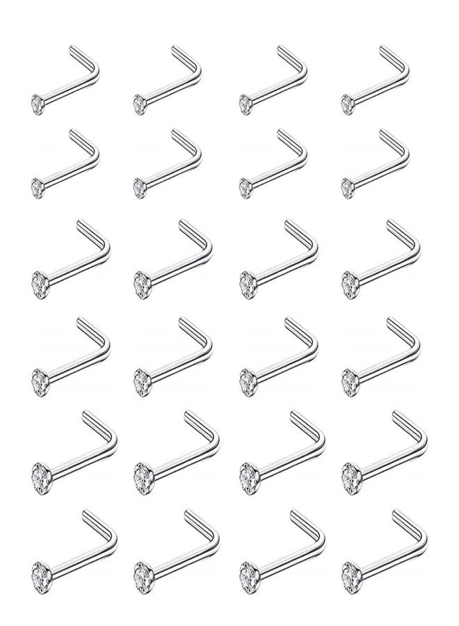OMAIGAR Nose Rings Studs, 60pcs Straight or L-Shaped or Screw Nose Studs for Women Men, Surgical Stainless Steel Hypoallergenic Nose Piercing Jewelry 1.5/2/2.5mm Size Rhinestone and Ideal Gift, Metal, - Image 1