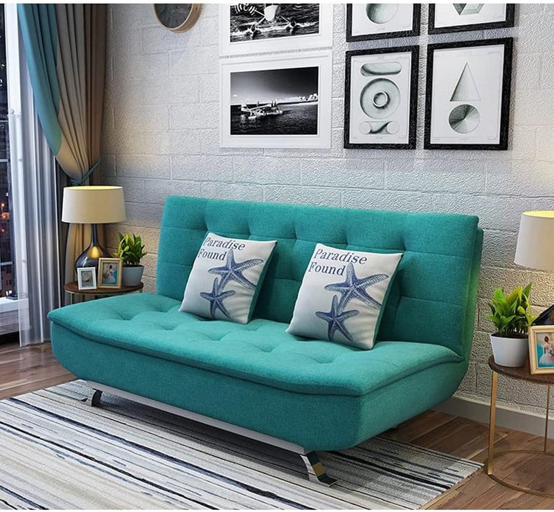 Comfynest مجموعة أريكة سرير قابلة للطي متعددة الوظائف من القماش لغرفة المعيشة (تركواز) - Image 1