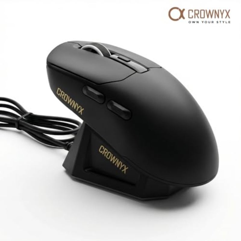 Gaming mouse for PC and laptop use, lightweight plastic body in black, tri-mode connectivity with RGB lighting and magnetic charging - Image 2