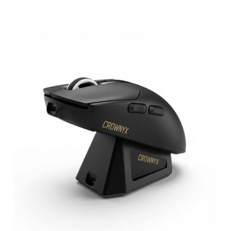 Gaming mouse for PC and laptop use, lightweight plastic body in black, tri-mode connectivity with RGB lighting and magnetic charging - Image 1