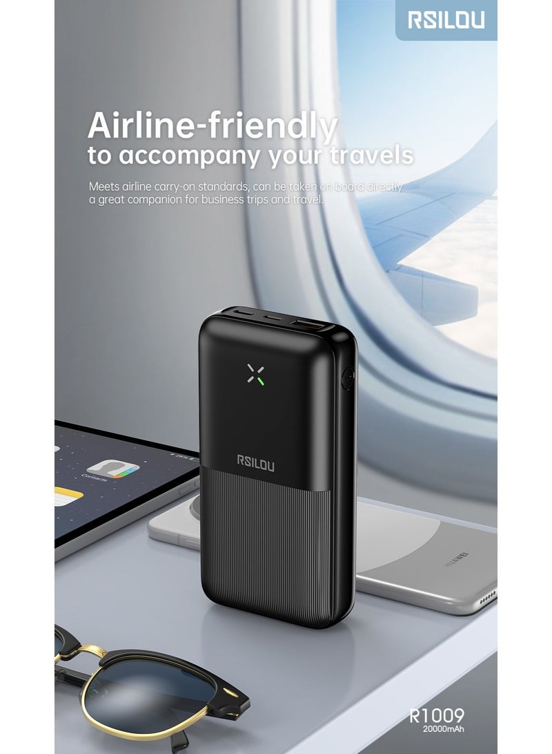 RSILOU - R1009 20000mAh Dual-Port Power Bank | 22.5W Fast Charging | Type-C Input | Intelligent Protection | Airline-Friendly Design - Image 5