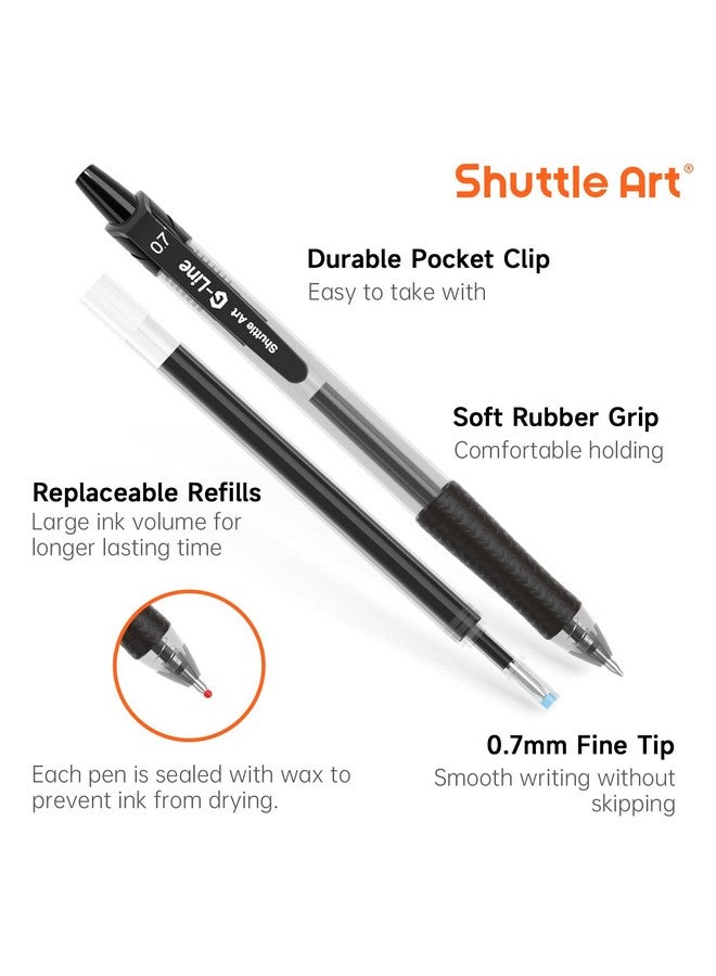 شاتل أرت أقلام جل سوداء، عبوة من 48 قلمًا (20 قلمًا مع 28 عبوة إعادة تعبئة) أقلام حبر جل قابلة للسحب متوسطة الرأس ذات حبر دوار للكتابة بسلاسة مع قبضة مريحة للمكتب والمدرسة والعمل المنزلي - Image 2