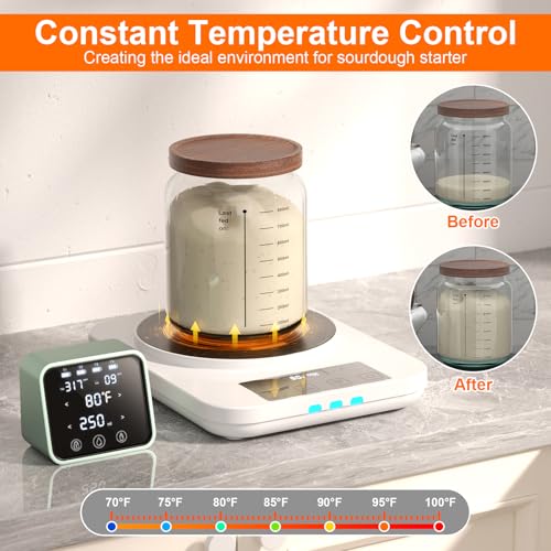 MENGBEI Electric Sourdough Starter Warmer, Upgrade Warming Heating Pad Mat for Sour Dough Starter, Sourdough Heater Proofing Tool for Home Baking with Thermostat Control, Timing, Memory Function (White) - Image 4