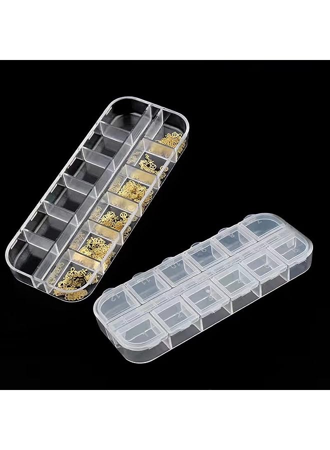 IAF Strip Organizer Clear Jewelry Box Bead Storage, Nail Art Tip Storage, Clear Plastic Grid Box for Fingernail Crystal, Jewelry, Nail Accessories12 Compartments Each - Image 3