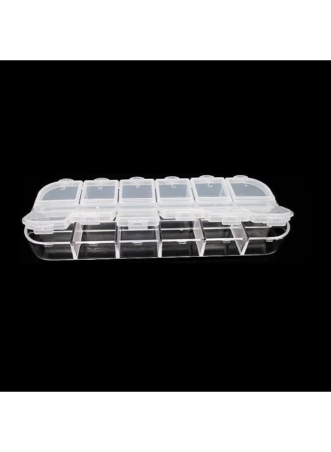 IAF Strip Organizer Clear Jewelry Box Bead Storage, Nail Art Tip Storage, Clear Plastic Grid Box for Fingernail Crystal, Jewelry, Nail Accessories12 Compartments Each - Image 2