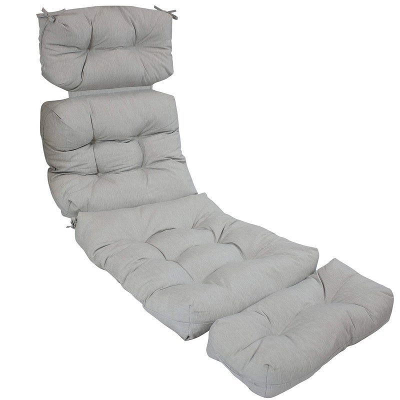 Sunnydaze 75Inch 300 D Olefin Tufted Outdoor Chaise Lounge Chair Cushion with Polyester Fill Gray