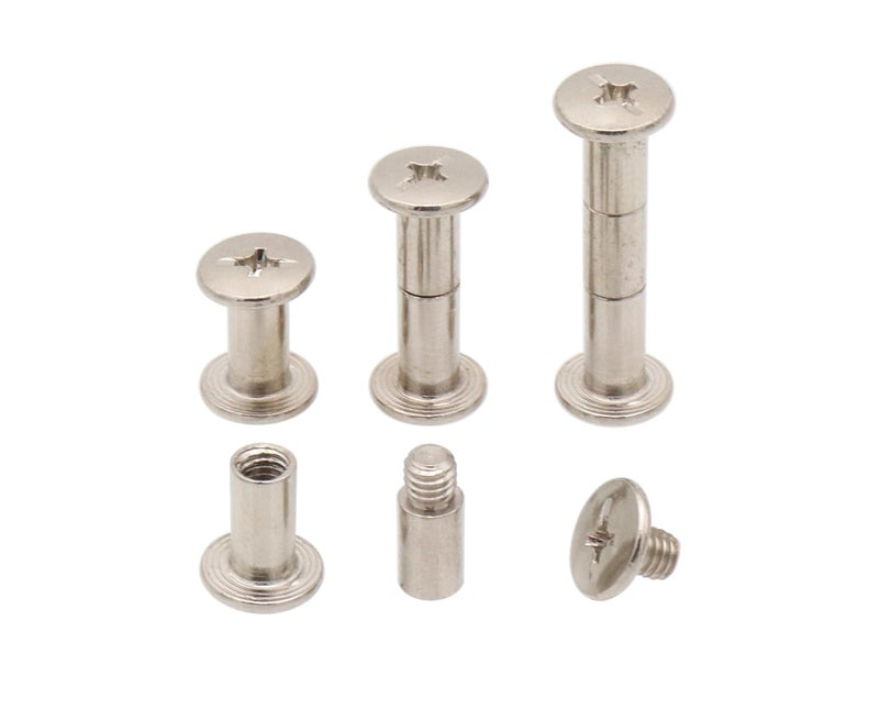 LBY 30 Sets M5 x 10mm Chicago Screws, Binding Screw Posts, Book Screws, Binding Barrels and Screws Assortment Kit, for Leather Saddles Purses Belt Repair, with Extention Posts (20pcs), Nickel-Plated - Image 1