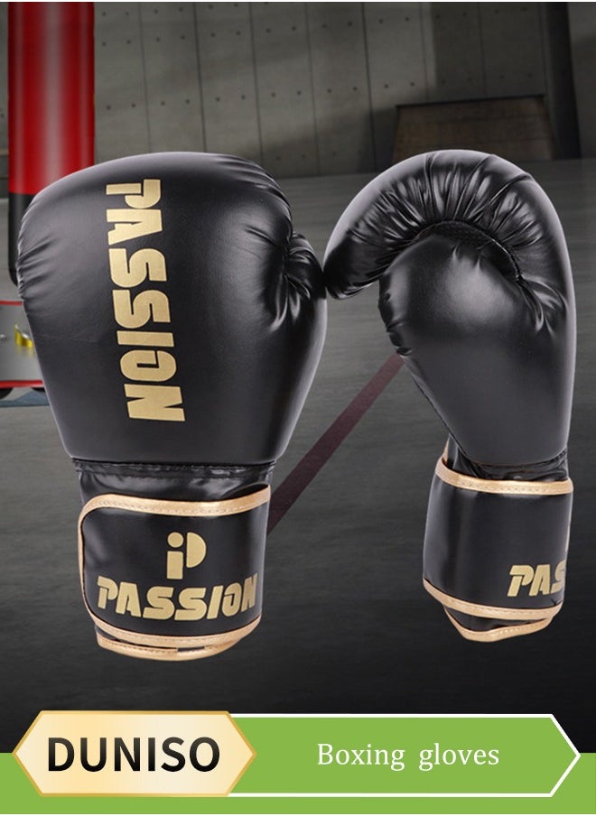 DUNISO Boxing Gloves,Boxing Training Gloves,12oz Punching Gloves Professional Martial Arts Bag Gloves, Kickboxing Gloves, Boxing Gloves for Punching Bag, Sparring, Muay Thai, MMA Beginners Heavy Bag Gloves(black）  - Image 1
