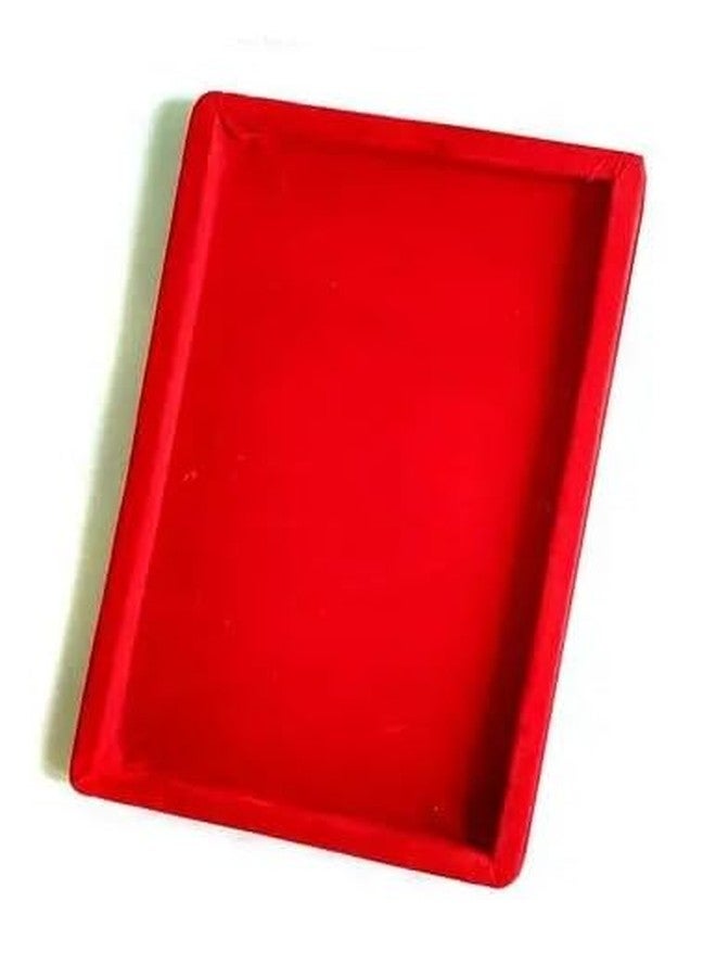 SENTONI Velvet Jewellery Display & Beading Tray | 12 x 9 Inch | Multipurpose Organizer Tray for Jewellery, Beads, Rings, Earrings & Showcase (Set of 1) (Red) - Image 1