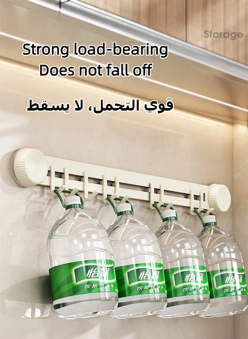 No Drill Suction Cup Sliding 7 Hooks Hook Rail, Space Aluminum Gun Grey Wall Mounted Towel Bar, Multifunctional Storage Organizer for Bathroom, Kitchen, Bedroom - Image 4