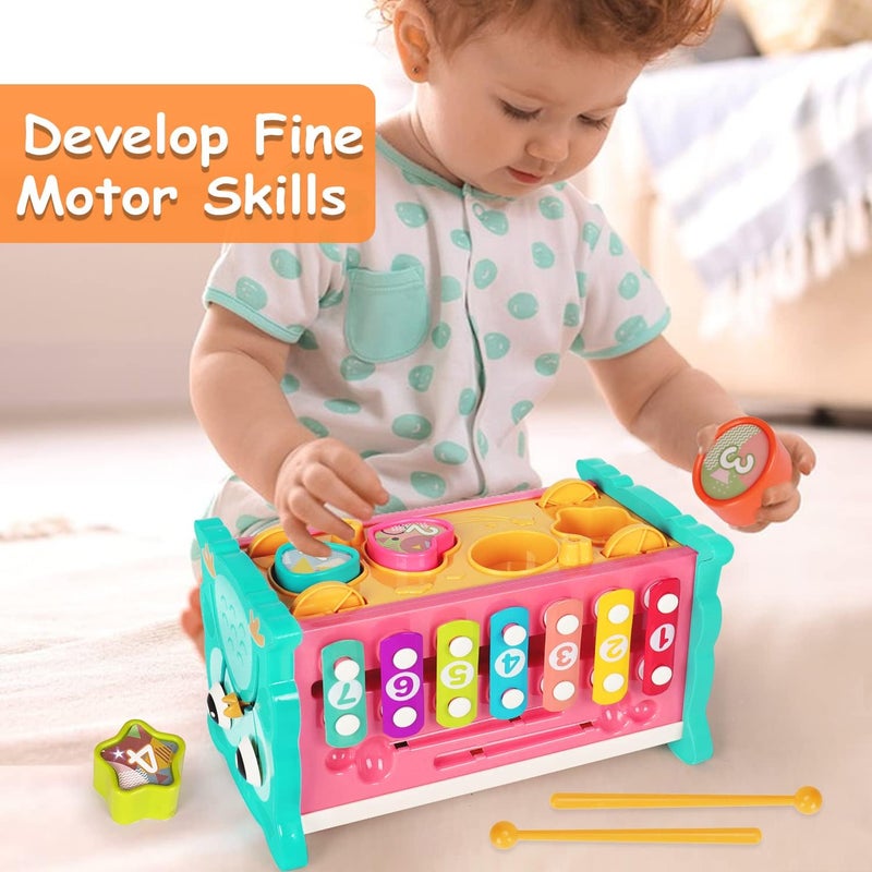 Kidzilla 8 in 1 Montessori Hammering Pounding Toys for 1 2 Year Old Educational Fishing Game Xylophone Shape Sorter Developmental Learning Toy Motor Skill Toddler Activity Age 2-4 Boy Girl Easter Treat Gift - Image 5