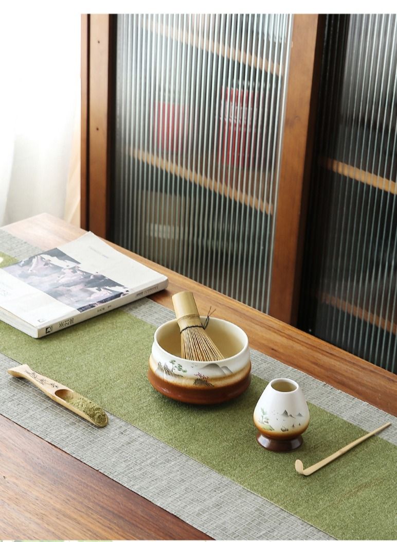 Matcha Tea Set,4-Piece Green Whisk Set , Japanese Set, Include Bowl, Bamboo Whisk, Scoop, Holder, Making Kit - Image 4