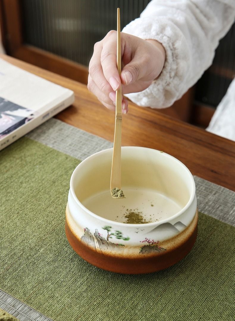 Matcha Tea Set,4-Piece Green Whisk Set , Japanese Set, Include Bowl, Bamboo Whisk, Scoop, Holder, Making Kit - Image 3