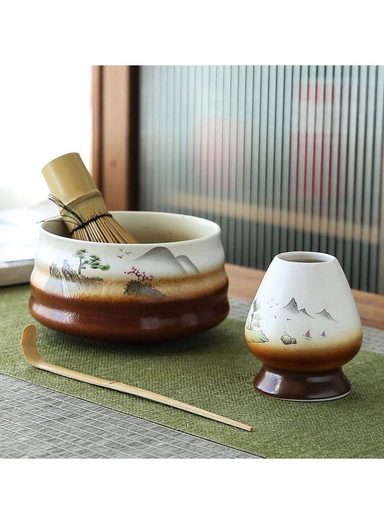 Matcha Tea Set,4-Piece Green Whisk Set , Japanese Set, Include Bowl, Bamboo Whisk, Scoop, Holder, Making Kit - Image 2