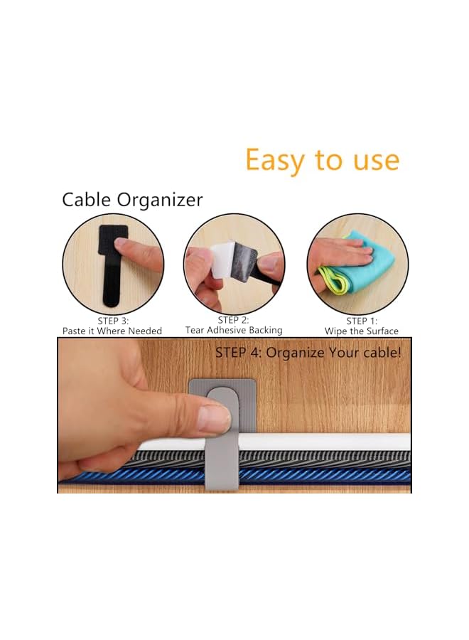 S-TOP 50 Pcs Cable Ties, Reusable Self-Adhesive Wire Organizers, Cable Management, Self Adhesive Cable Ties for Cords Hooks for Outdoor String Lights Light Clips - Image 2
