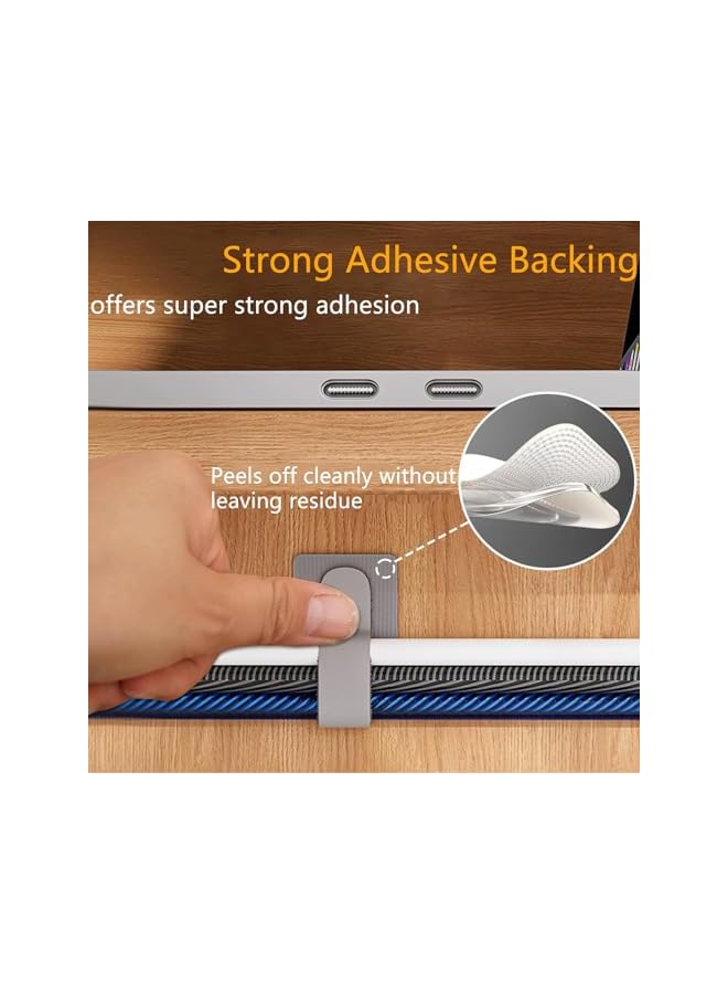 S-TOP 50 Pcs Cable Ties, Reusable Self-Adhesive Wire Organizers, Cable Management, Self Adhesive Cable Ties for Cords Hooks for Outdoor String Lights Light Clips - Image 5