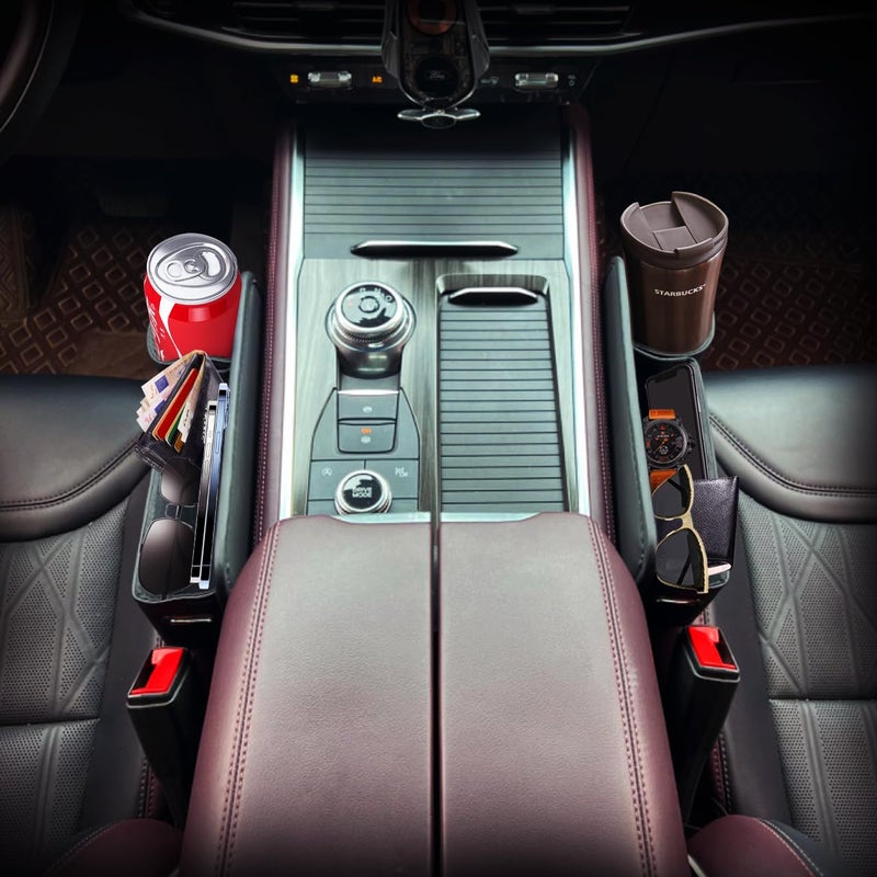 DOBOLAN Car Seat Gap Filler & Organizerï¼Œ2 Pack Black Car Leather Cup Holder Gap Bag,Men Car Interior Accessoriesï¼ŒSeat Gap Storage Box for Storage Sunglassesã€Phoneã€Key - Image 5