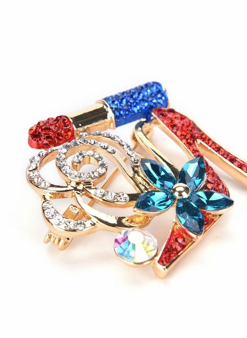Generic - Women Crystal Brooches, Lip Stick and High Heel Brooch Pin for Brides Mom's Present - Image 1