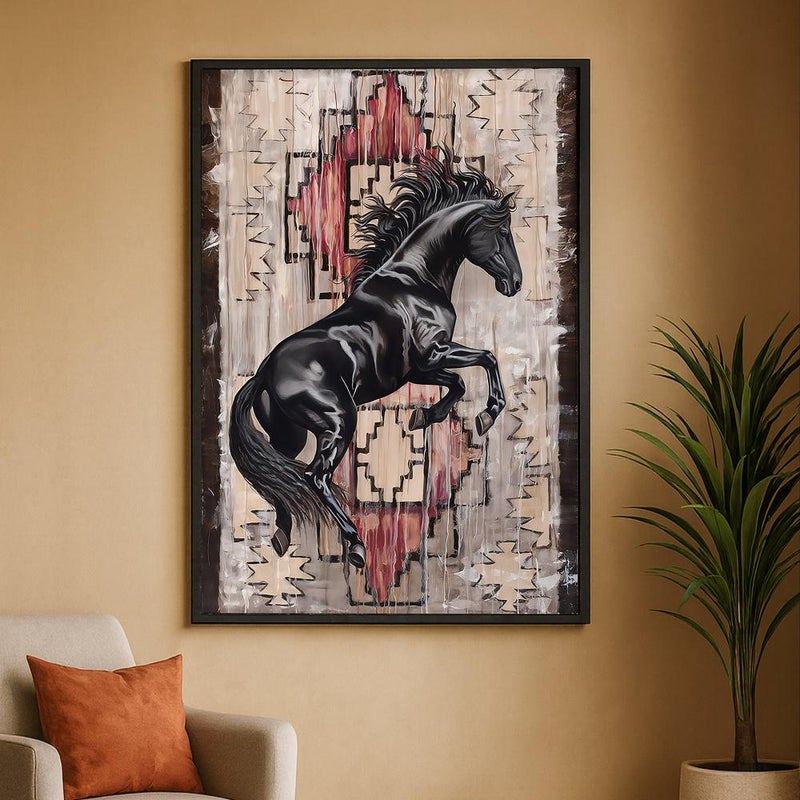 Marktna One canvas painting with a traditional Sadu art design and a hollow frame, measuring (60×90) cm. - Image 3