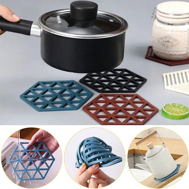 Honbuty Silicone Table Mat, 3pcs Heat Resistant Mats for Dining Table, Trivet Mats, Table Coasters, Non-Slip Heat Resistant Pot Holders, Multifunctional Kitchen Tool for Bowl Mats, Dish Mats - Image 4