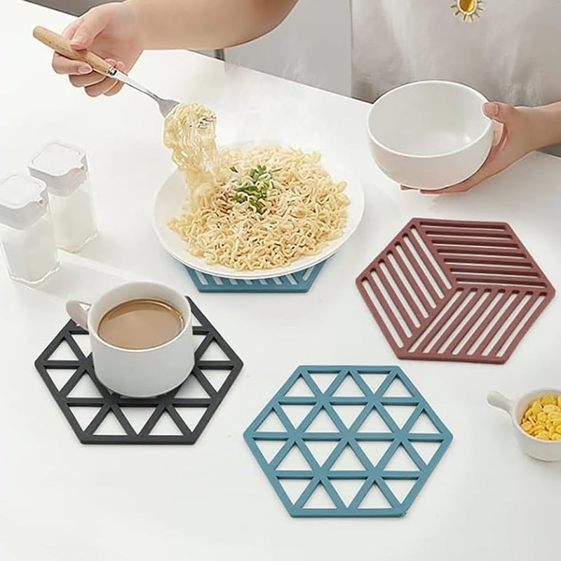 Honbuty Silicone Table Mat, 3pcs Heat Resistant Mats for Dining Table, Trivet Mats, Table Coasters, Non-Slip Heat Resistant Pot Holders, Multifunctional Kitchen Tool for Bowl Mats, Dish Mats - Image 5