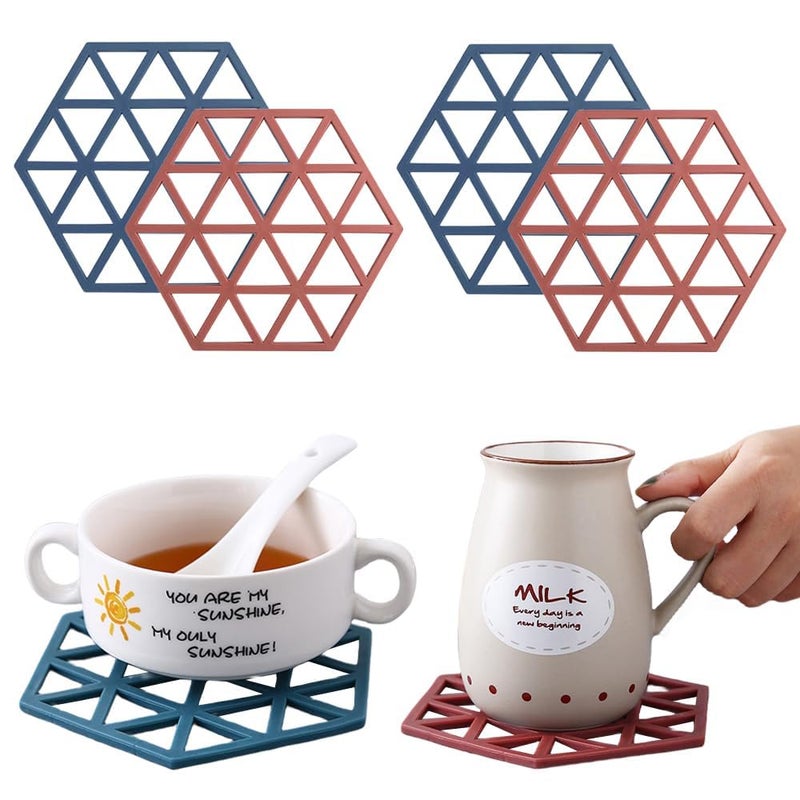 Honbuty Silicone Table Mat, 3pcs Heat Resistant Mats for Dining Table, Trivet Mats, Table Coasters, Non-Slip Heat Resistant Pot Holders, Multifunctional Kitchen Tool for Bowl Mats, Dish Mats - Image 1