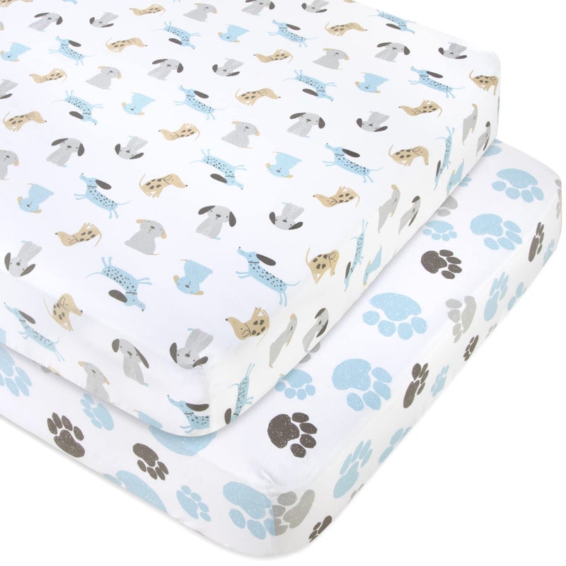 Standard Microfiber Fitted Crib Sheets for Baby Girl Boy  Neutral 2 Pack  28x52 Crib Essentials Bears  Mountains