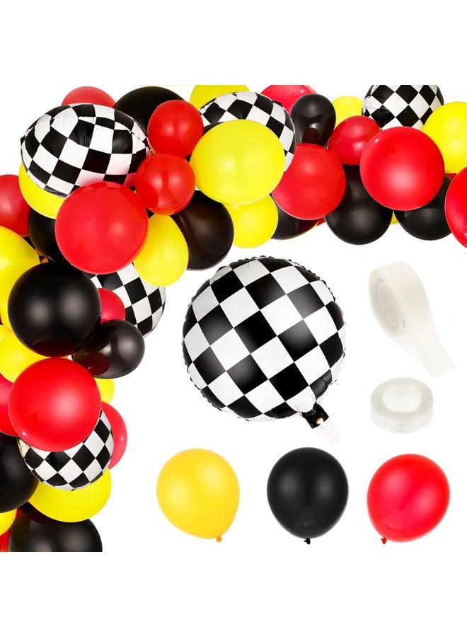 Sumind 121 قطعة زينة بالونات سباق سيارات لعيد الميلاد لوازم حفلات سيارات زينة عيد الميلاد بالونات سباق بالونات فويل مربعة لزينة عيد ميلاد سيارات السباق - Image 1